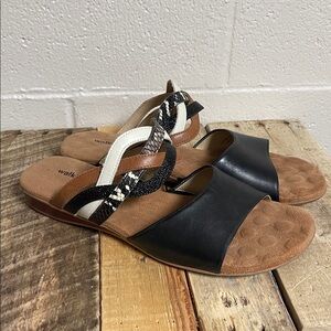 Walking Cradles Black and Brown Slide on Sandals